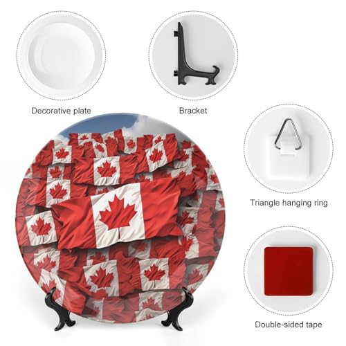 Plato decorativo bandera canadiense de cerámica 6 pulgadas miniatura 3