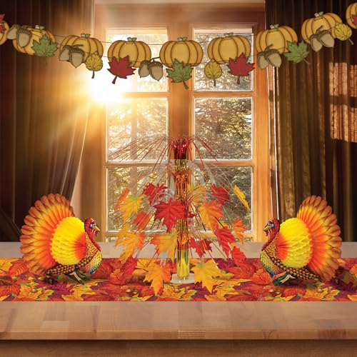 Image of Beistle 12-inch Tissue Turkey Centerpiece; 3 /Pack99066