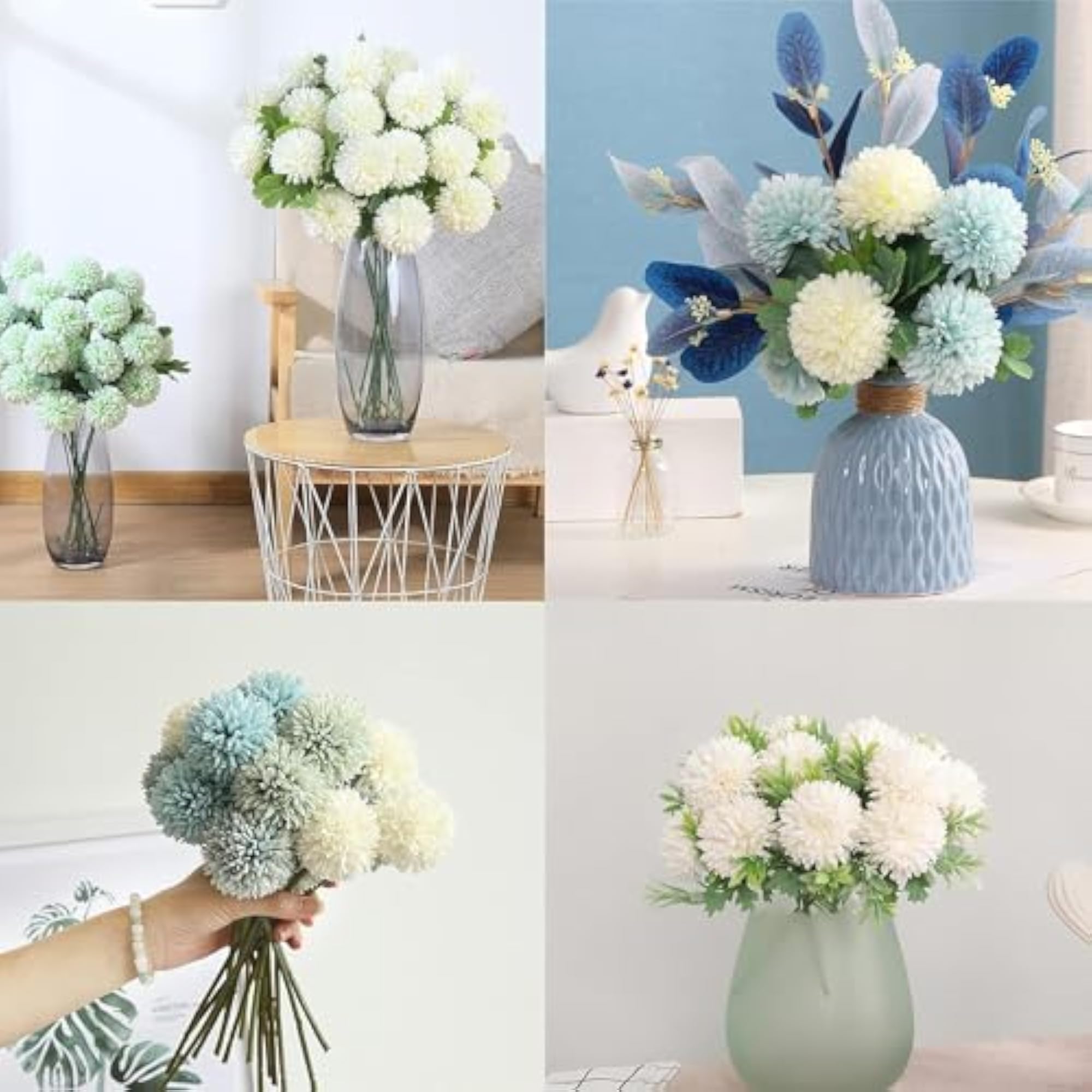 Set of 6 Artificial Chrysanthemum Ball Flowers for Home Decor