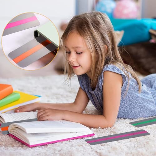 PYRUVAE 3 Stück Leselineal, Lesehilfe Kinder, Dyslexia Rule, Geführte Lesestreifen, Markieren Streifen Farbige Overlay Lese, Lesehilfe für Kinder, Visuellen Stress Reduzieren(2)