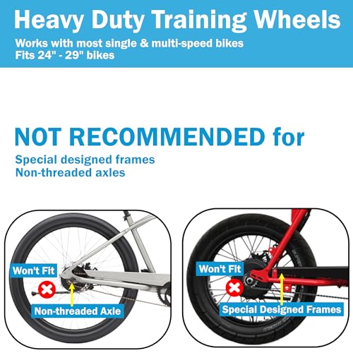 Lumintrail Adult Training Wheels for 24, 26, 29 Inch Bike - Heavy Duty, Adjustable Bicycle Training Wheels for Stabilization and Safe Learning - Thumbnail 3