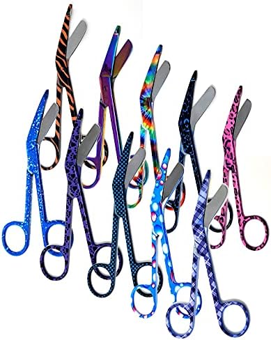 Set of 10 Assorted Pattern Nurse Doctor EMT Lister Bandage Scissors 5.5" (14cm), Stainless Steel, Premium Quality (FIG 4) image 4