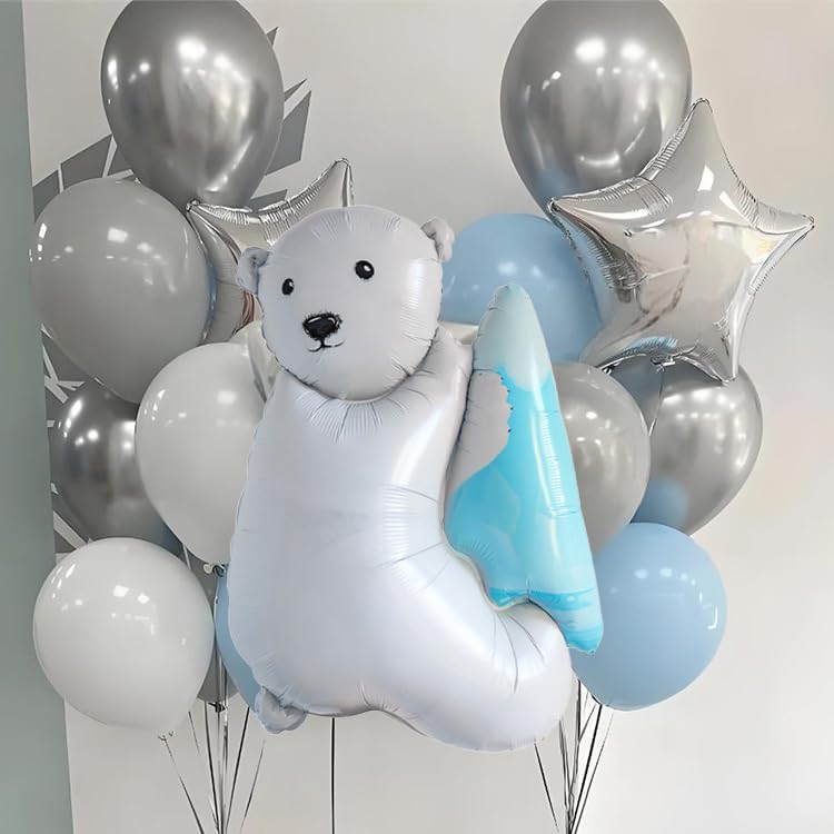 38 Polar Balloons Winter Balloons Polars Bear Balloon Penguin Winter Birthday Decorations Animal Theme for Winters Baby Shower Decoration Polar Bear Christmas Decorations Supplies - Image 3