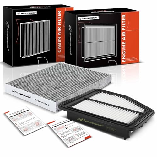 A-Premium 2-PC Engine & Cabin Air Filter with Activated Carbon Compatible with Honda Civic 2012-2015 1.8L & Acura ILX 2013-2015 2.0L