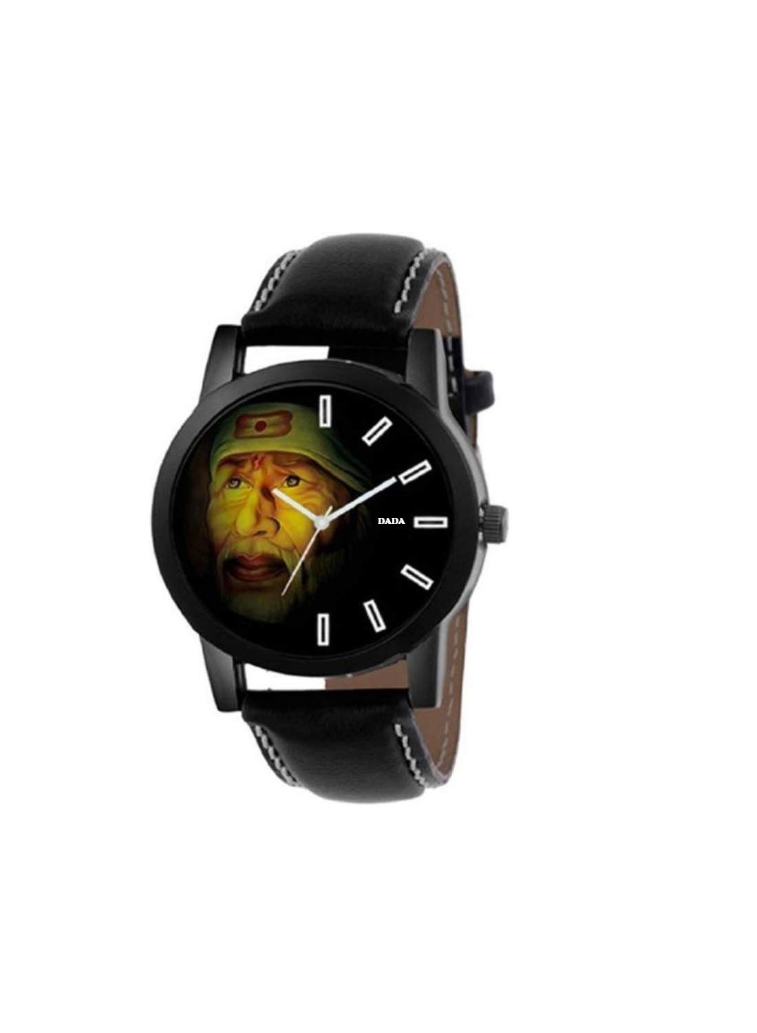 HORCHIS Sai Baba Black Leather Strap Analogue Watch for Men (B08BG37YXB) Amazon Price History, Amazon Price Tracker