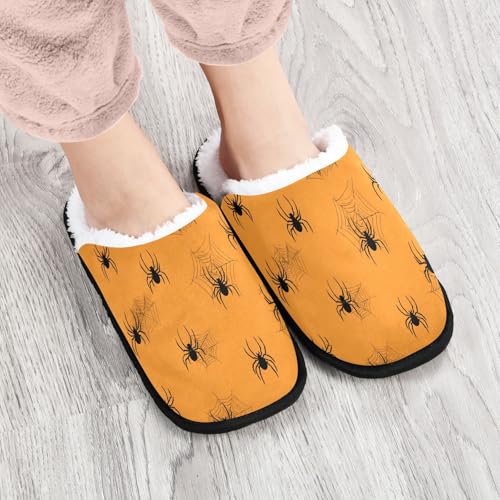 Spiders Cartoon Yellow Slippers For Women Men Soft Memory Foam Non-Slip Halloween Winter Indoor House Shoes Travel Slipper4