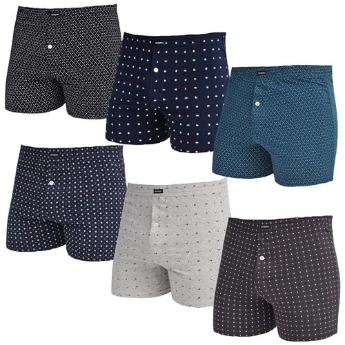 DON ALGODON Pack de 6 Boxers Apertura con Botón para Hombres (FR/ES, Letras, M, Regular, Regular, Multicolor)