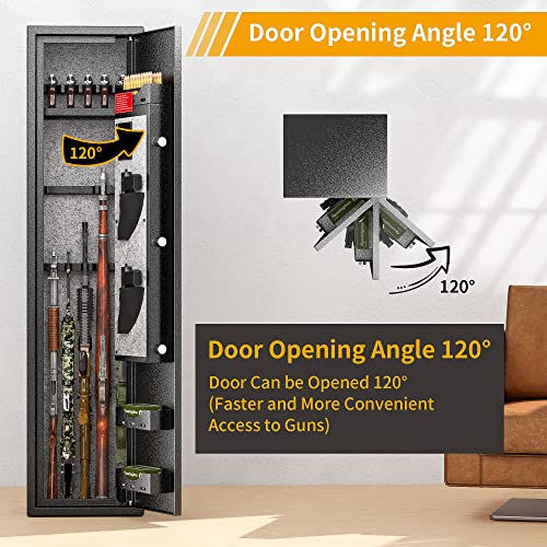 Atripark 4 Rifle Gun Safe, Gun Safes For Home Rifle And Pistols, Quick Access Gun Safes For Rifles And Shotguns, Gun Locker With Adjustable Pistol Rack, Pockets And Removable Shelf #TOP5
