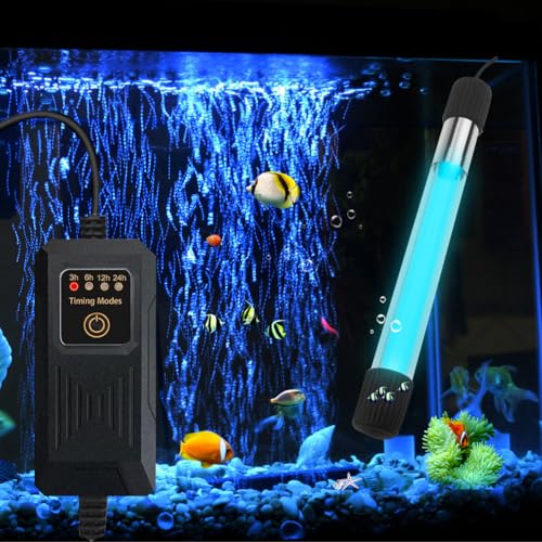 13W Aquarium UV Sterilisator Licht mit Timer, UV-Tauchleuchte, Bakterien Tötung Lampe für Unterwasser-Sterilisation Algenentfernung Desodorierung, für Wasser Aquarien, Gartenteich, Fishbowl