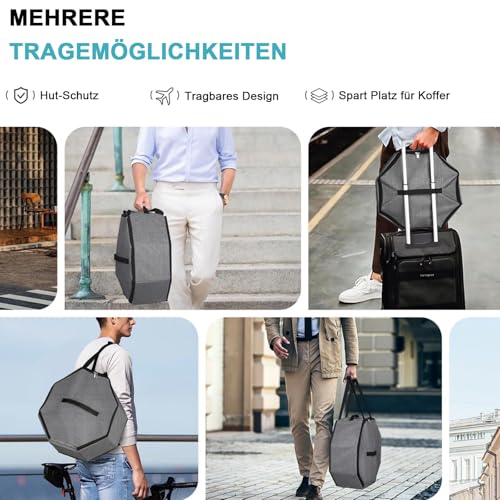 MISSLO Huthalter für Reise und Aufbewahrung, Mützenhalter für Schrank mit Griffen, Hutschachtel Cowboyhut für Damen, Baseball Cap Organizer für Herren, Grau