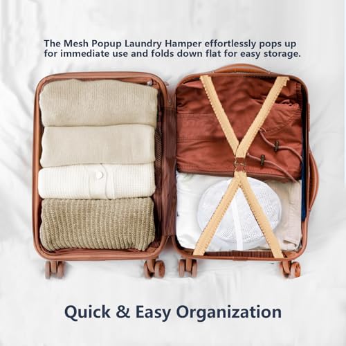 Image of Pop Up Laundry Hamper, Mesh Laundry Basket Collapsible, Foldable Hamper for Travel and Storage (White)