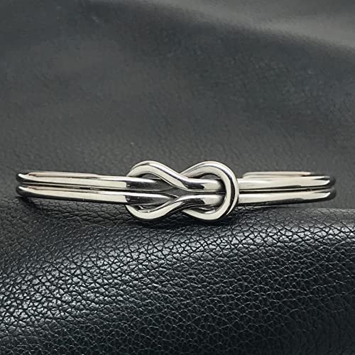 Womens Infinity Love Knot Cuff Bracelet Stainless Steel Adjustable Silver or Black4