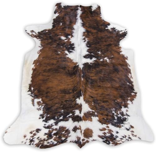 rodeo Genuine Cowhide Rug - Real Cow Hide Rug Large for Living Room & Bedroom - Western Rugs for a Natural Western Home Decor Ambiance - Rustic Cow Print Carpet Decor - 5x6 ft, Classic Tricolor