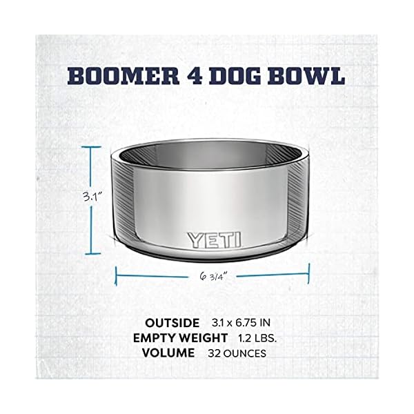 YETI Boomer 4, Stainless Steel, Non-Slip Dog Bowl, Holds 32 Ounces, White YETI Boomer 4, Stainless Steel, Non-Slip Dog Bowl, Holds 32 Ounces, White