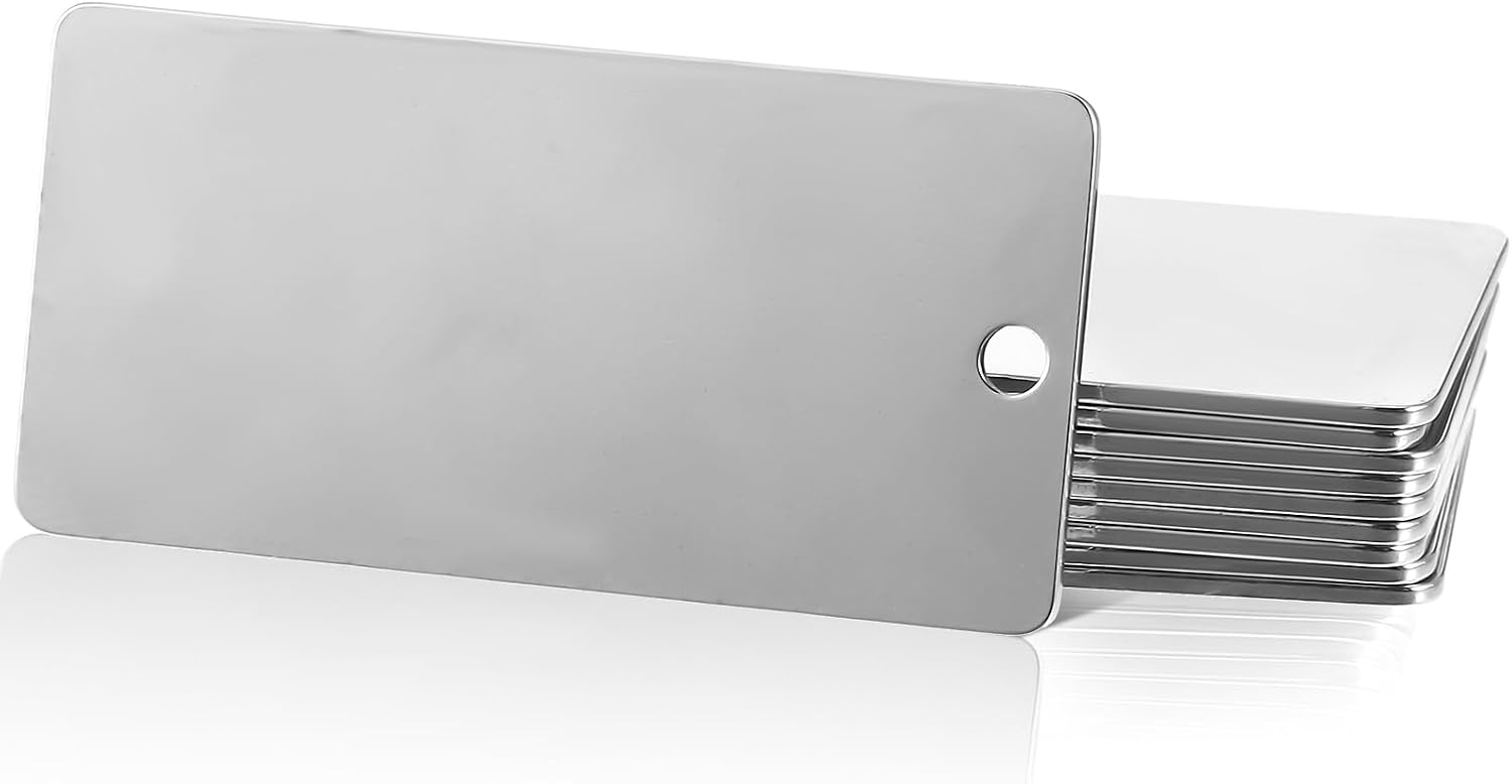 50 Pack Metal Engraving Blanks Stamping Blanks Stainless Steel Rectangle Blank Tags 1 Inch x 2 Inch