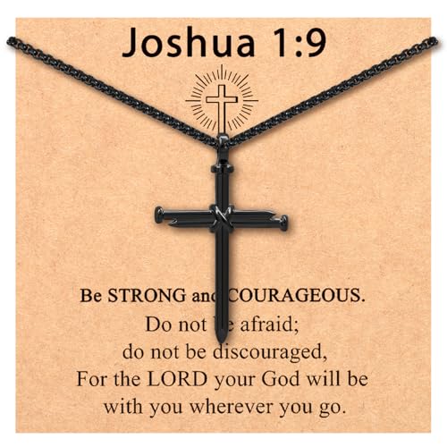 Teen Boy Gifts Cross Necklace Men Christian Religious Baptism Confirmation First Communion Birthday Kindergarten College Graduation Gifts for Teenage Boys Kids 8 12 14 13 15 16 18 Year Old