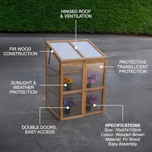 Woodside Outdoor Wooden Plant Flower Vegetable Cold Frame Cupboard Growhouse - 2