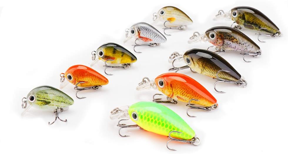 VTAVTA Bass Fishing Crankbaits Mini Fishing Lures Topwater Fish Wobblers Baits Lifelike Swimbaits for Freshwater Saltwater Fishing