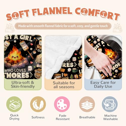 Just a Girl Who Loves S'mores Blanket,Marshmallow Blanket,Camping Blankets - image 3