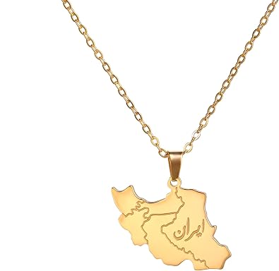 Iran Map Necklace Iranian Flag Persian Calligraphy Pendant Patriotic Heritage Pride Peace Jewelry Souvenir Series Gifts for Women Men