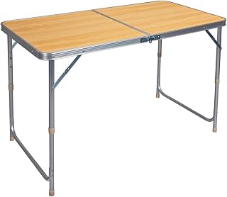 Folding Dining Table Lightweight Folding Outdoor Garden Picnic Table Balcony Market Adjustable Kitchen Work Table White Camping Table (Color : Light Oak)