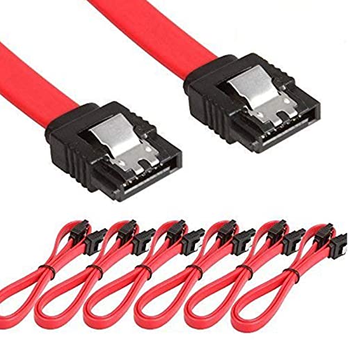 LINESO 6 Pack Straight SATA III Cable 6.0 Gbps 18 Inches (red)