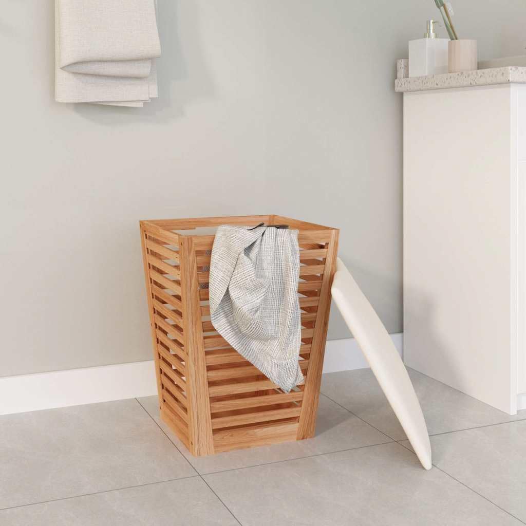 Taburete de baño de madera maciza de nogal con espacio de almacenamiento y cojín, dimensiones 40,5 x 40,5 x 56 cm, práctico taburete para el baño