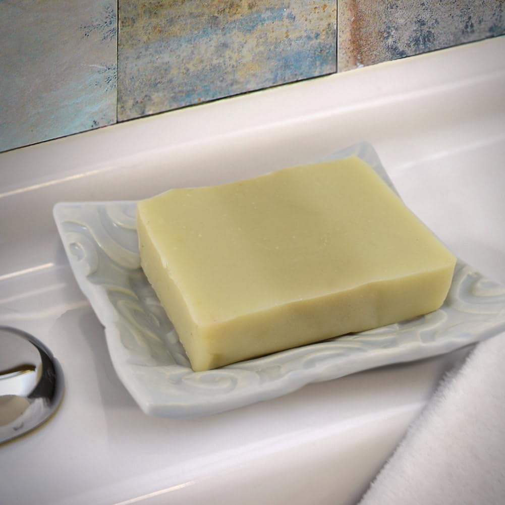 Handmade Textured Ceramic Soap Dish (Grey Swirl)