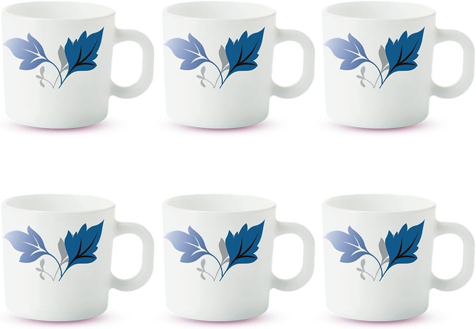 Ageria Opalware Cup Set - 6 Pieces, White, 100 ml,6.3W x 5.7H cm