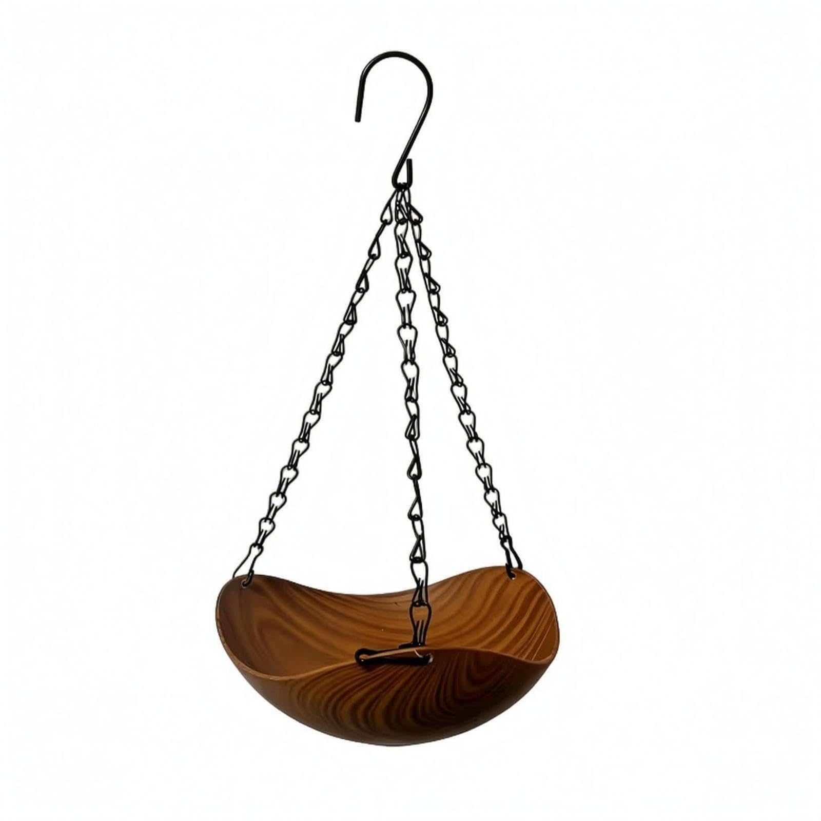 Hanging Bird Bath Bowl Wood-Grain Finish Suspended Bird Bath Chain Support for Garden Light Wood Grain|Home & Garden| Yard, Garden & Outdoor Living| Bird & Wildlife Accessories| Birdbaths-image-37