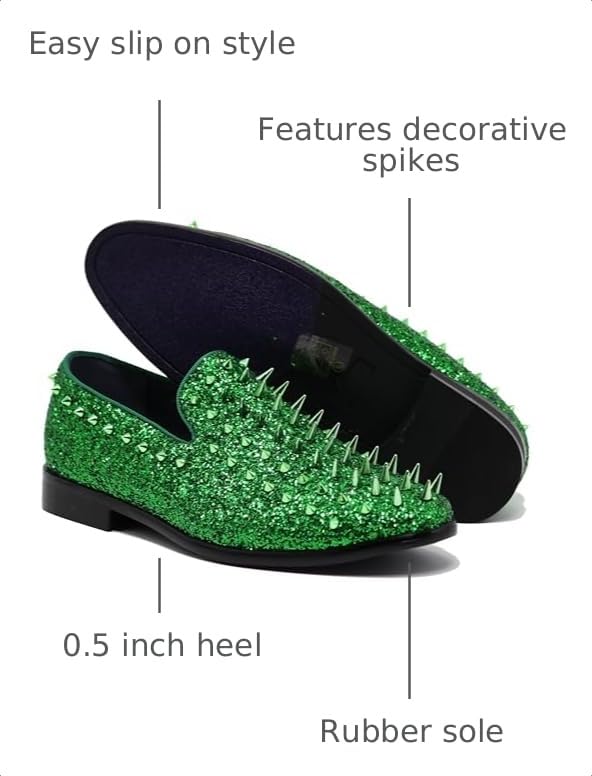 Image of SPK16 Men's Vintage Spike Dress Loafers Slip On Fashion Shoes Classic Tuxedo Dress Shoes