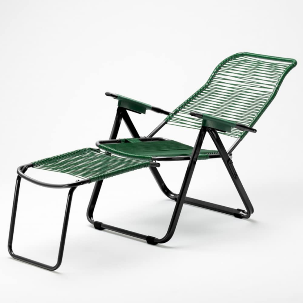 Tomaino Sdraio da giardino in acciaio con corde in plastica, Poltrona cordonata (verde)