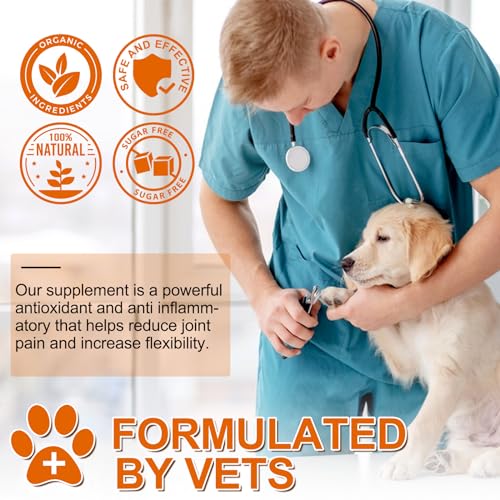 JSBNQRMZ Curcumin für Hunde 180 Tabletten - Gelenke & Verdauung, Entzündungshemmend mit Curcumin und Piperin - Hochdosiert, Natürlich ohne Chemie