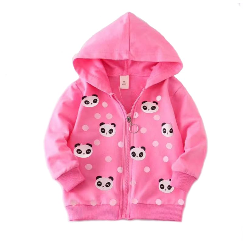Image of Bold N Elegant Fleece Kids Pre Winter Warm Cute Panda Print Front Open Zipper Hoodie Sweatshirt For Infant Toddler Baby Boy's & Girls