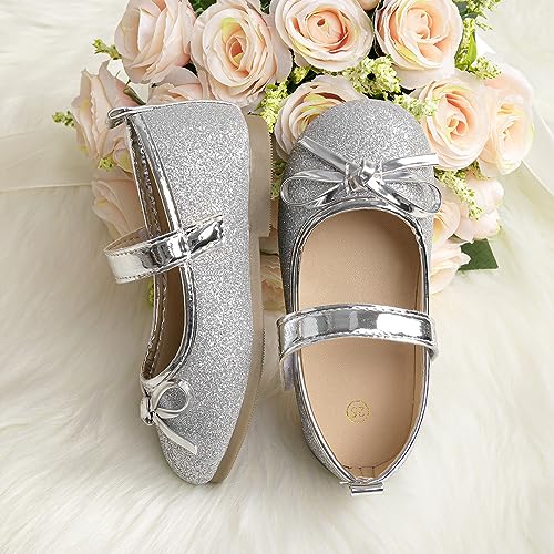 Girls Glitter Sparkle Princess Dress Shoes Wedding Party Mary Jane Ballet Flats3