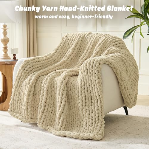 Image of Inhand Chunky Chenille Yarn for Hand Knitting, Thick Bulky Blanket Yarn for Crocheting, Soft Fluffy Yarn for Crochet Gifts & Crafts for Women /Beginners, 18 Pack (29.5 yds /8.4 oz Each), Sand Khaki
