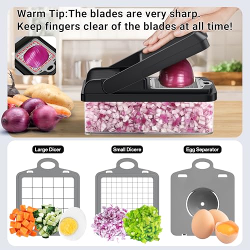 12-in-1 Vegetable Chopper with 7 Blades and Accessories - Gray