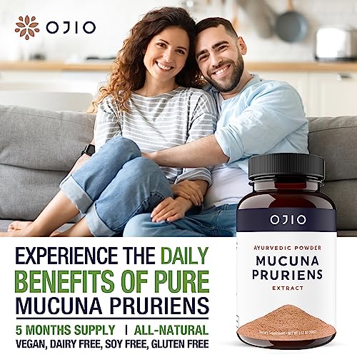 Ojio Mucuna Pruriens Pure Extract Powder 1,200 Mg | Promotes Mood | Brain Health | Boosts Energy Is Vegan | 166 Servings - 100G #TOP5