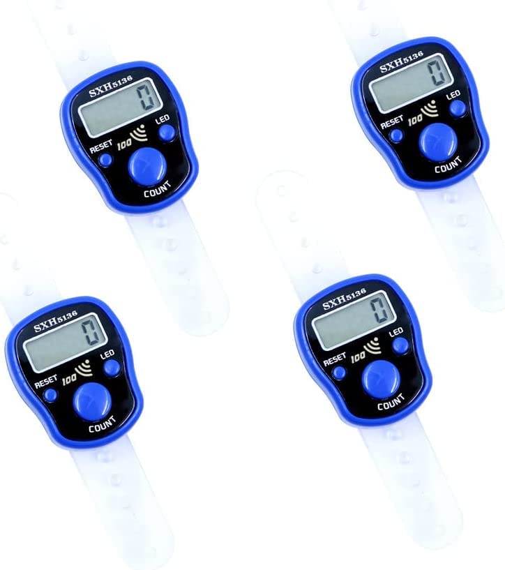 Fasizi 4 unids mini puntada marcador fila dedo contador pantalla LCD electrónico contador digital