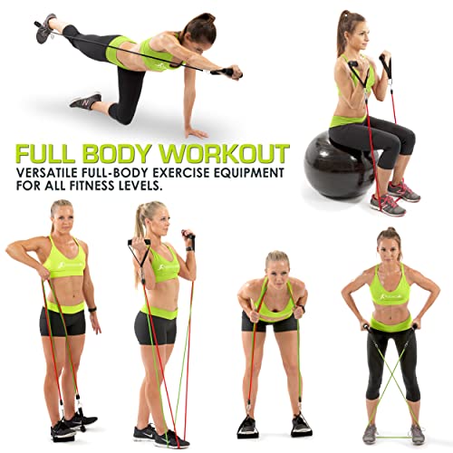 Image of ProsourceFit Single Stackable Resistance Bands with Door Anchor and Exercise Guide, 8-12 LB, Heavy Duty Fitness Tube for Full-Body Exercises and Home Workouts