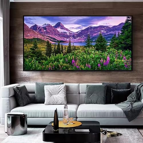 Décoration murale paysage de lavande grand format tableau sur toile 65x130