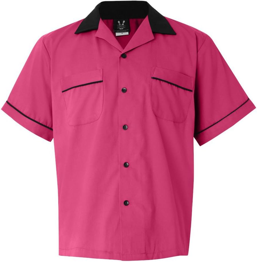Pink/Black Legend 2244 Button Up Bowling Shirt LARGE