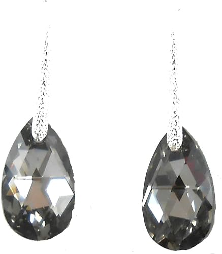 Aretes de plata de ley con gancho francés, raros, grandes, de 0.866 in, cristales austriacos, chapados en puro, largos, colgantes, con estampado de