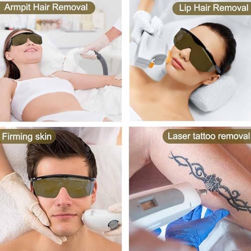 Image of Serplex Laser Safety Glasses, IPL 190-480nm / 750-2000nm Laser Goggles IPL Eye Protection Goggles For Beauty Machine, Electric Hair Remover, With Wipe Cloth & Glasses Box, Green