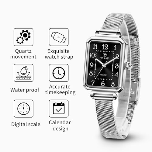 Womens Watch Fashion Dress Mesh Strap Waterproof Watches for Women Elegant Dainty Two Tone Womens Watch Analog Quartz Easy Read Ladies Watches with Day Date2