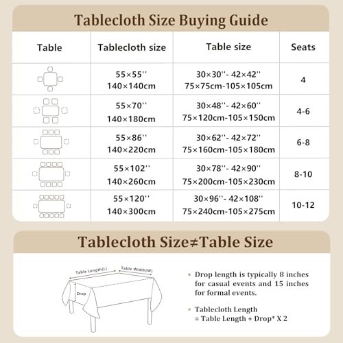 Image of Laolitou Rectangular Waterproof Cotton Linen Tablecloth for Dining Table Kitchen Farmhouse Style Wrinkle Free Table Cloth Beige Coffee Flower 55 x 70 Inch