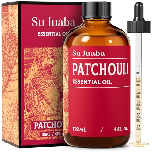 SU JUABA Patchouli Essential Oil 4 Fl Oz, 100% Pure Natural Aromatherapy Oil for Diffuser, Skin