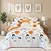 EVENHUG 100% Cotton Quilt Queen Size Orange Sunflower Bedding Set Floral Lightweight Full Quilt Reversible Coverlet Bedspread with 2 Pillow Shams All Seasons 3 Pieces (92