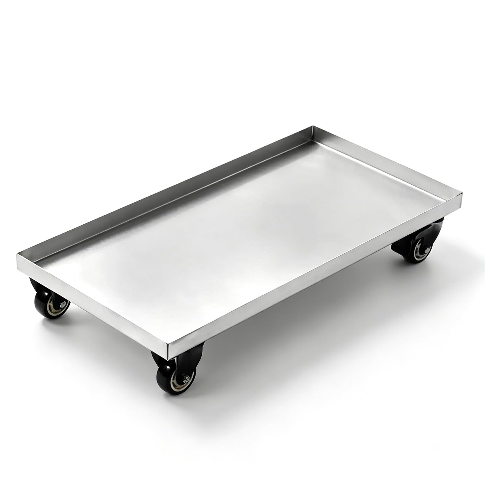 Heavy Du 304 Inless - Padella per acqua rotante, in acciaio, con ruote girevoli e freni, perfetta per vasi di piante, scaldabagno, lavatrici e giardini (90 x 30 cm / 36x12in)