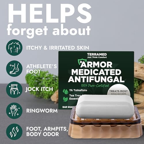 Image of Antifungal Soap Medicated Jock Itch Treatment with Tea Tree Oil 2 Pack | Medicated Jock Itch Treatment, Fights Ringworm & Athlete's Foot, Soothing Tea Tree & Eucalyptus, Effective Relief, Soap Case